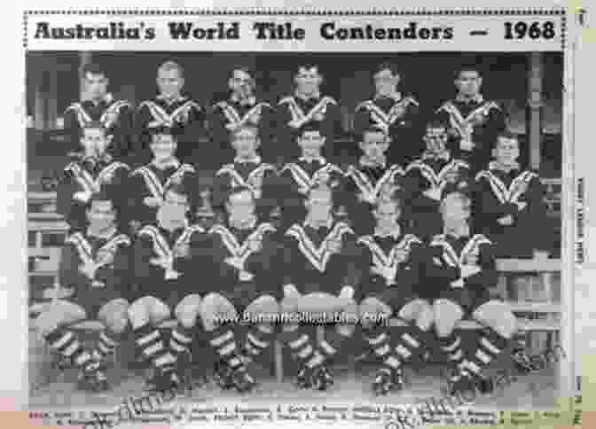 Black And White Photo Of The 1968 Australia National Rugby League Team, Wearing Green And Gold Jerseys, Posing With The Paul Barriere Trophy Their Finest Hour: A History Of The Rugby League World Cup In 10 Matches