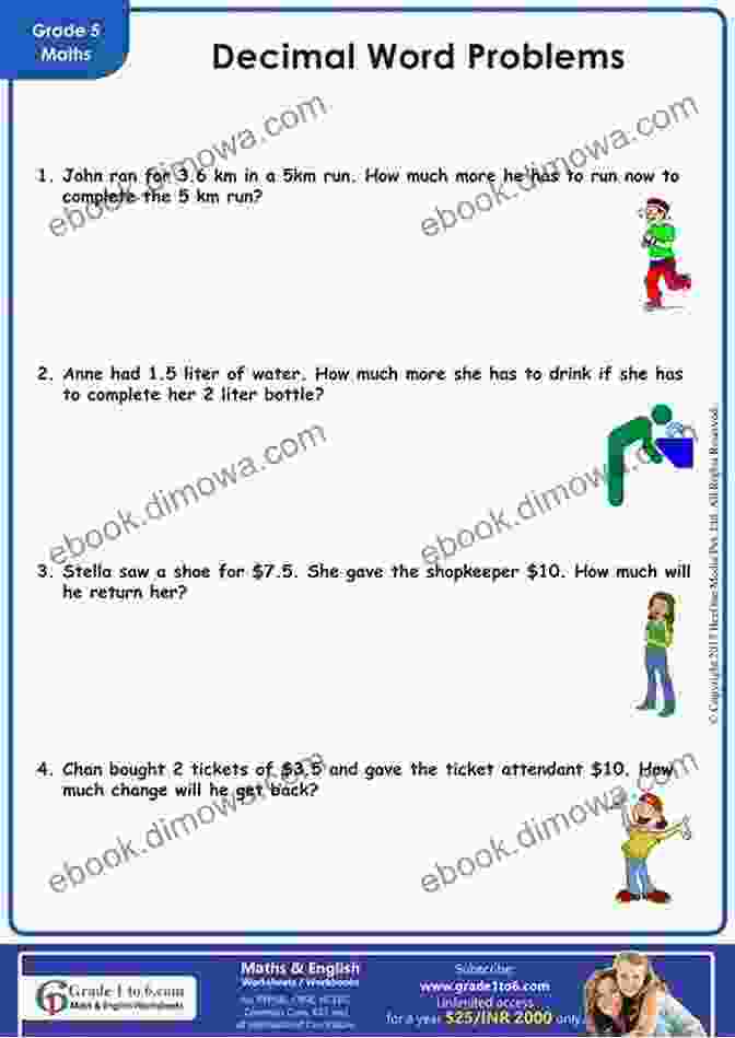 Examples Of Decimal Word Problems Elementary School Grades 3 4 5 Maths Decimals Ages 8 11 EBook